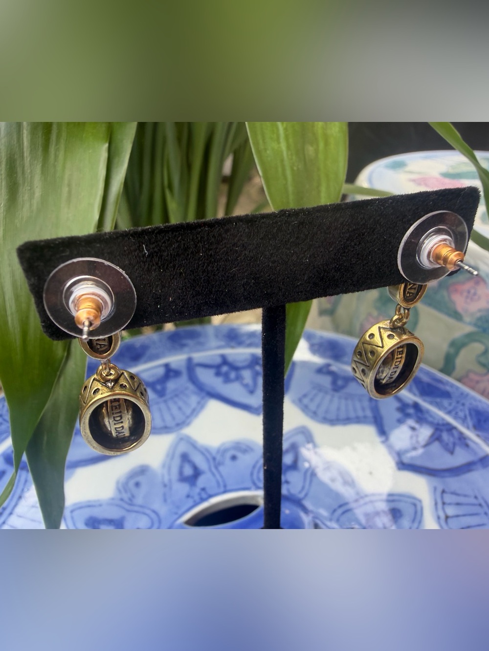 Heidi Daus "Double Play" Crystal Drop Earrings - Purple, Orange and Lime Green - Picture 5 of 6